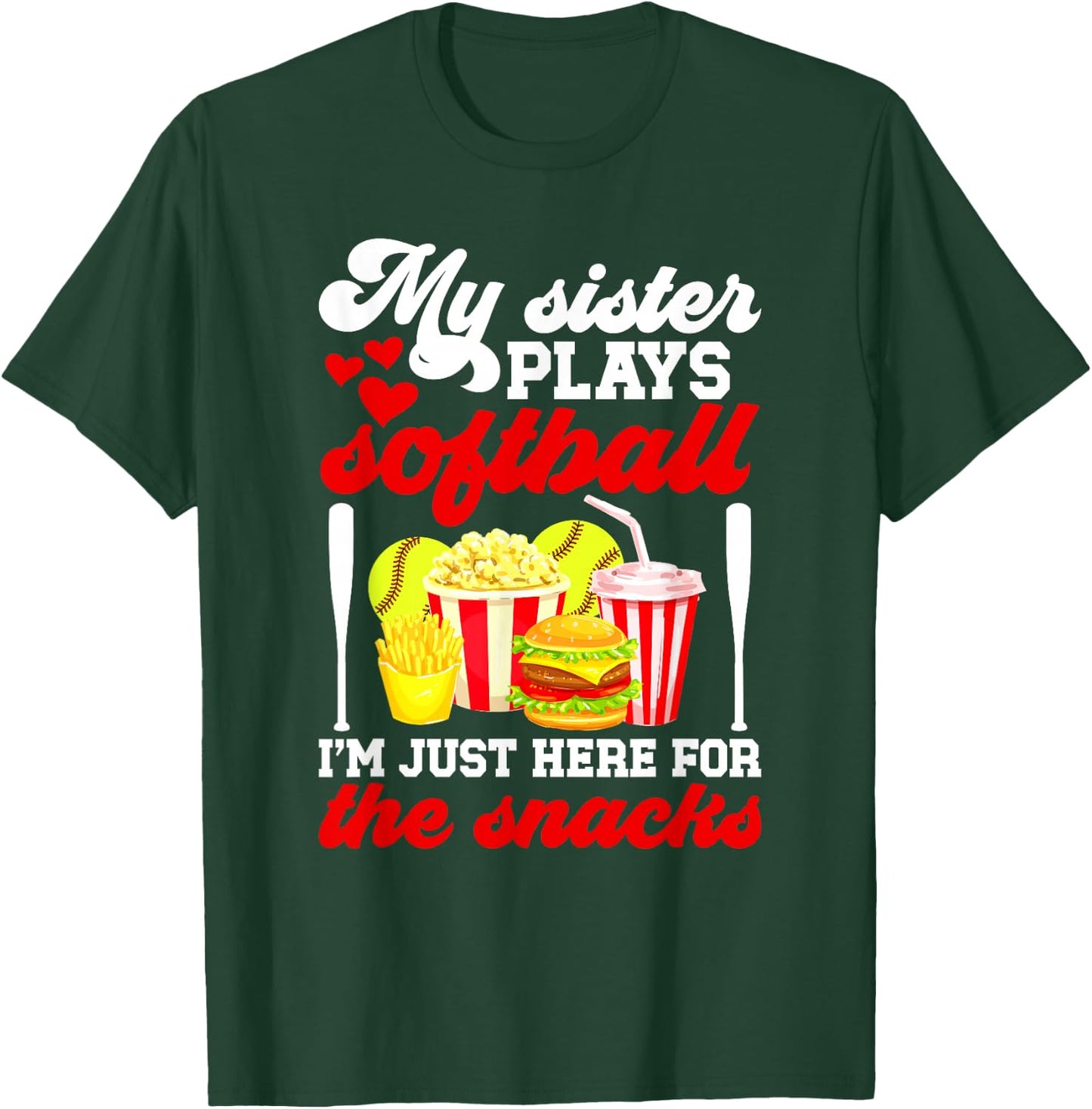 My Sister Plays Softball Sister Of A Softball Player Sister T-Shirt - T-Shirt | Forest