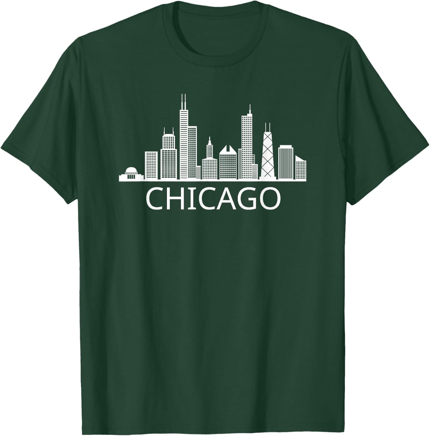Chicago Skyline - Throwback Design - Classic T-Shirt - T-Shirt | Forest