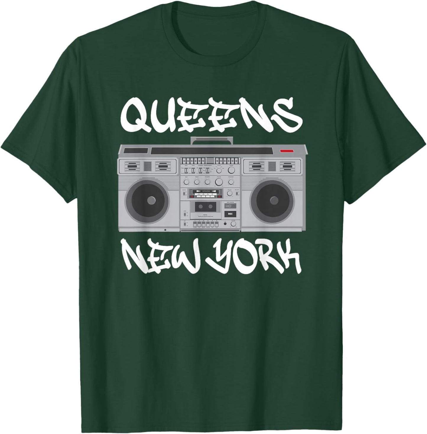 Queens New York Boom Box Graffiti Lettering T-Shirt - T-Shirt | Forest