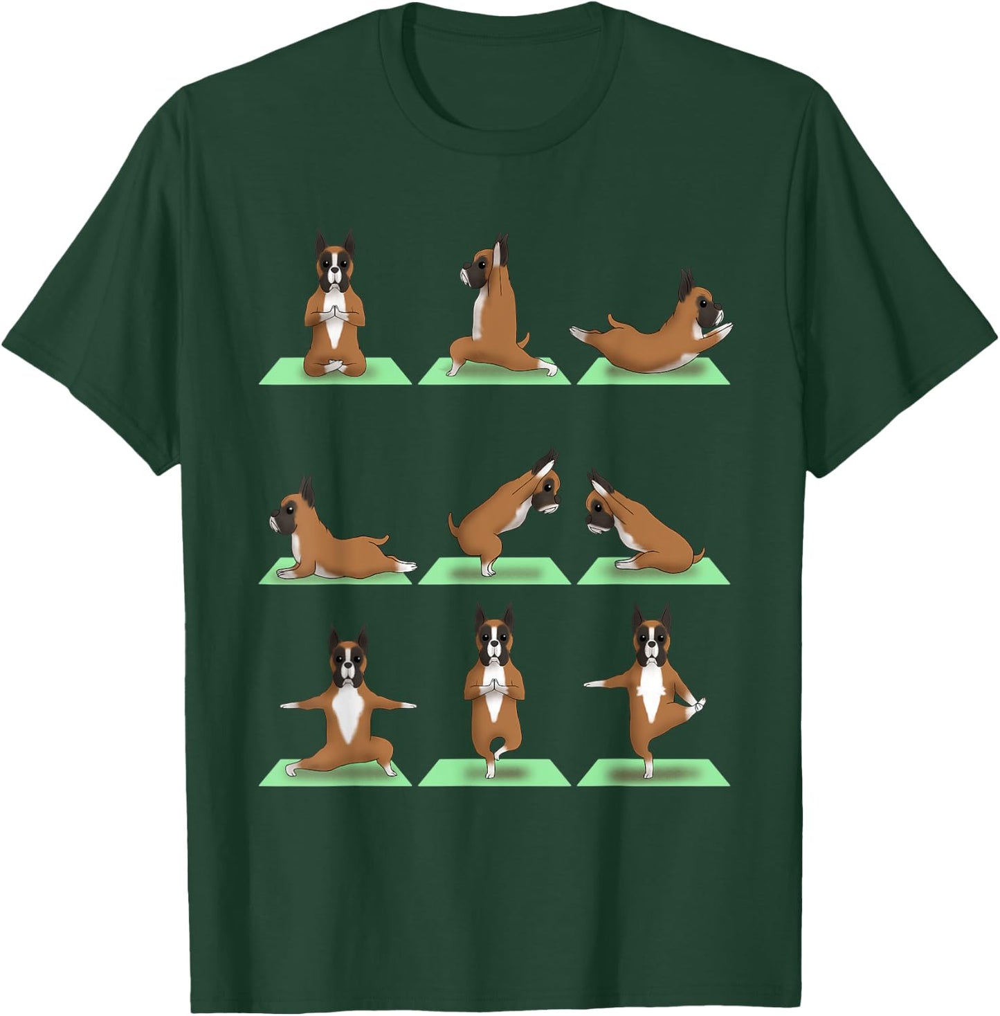 American Boxer Dog Yoga Pose Zen Workout Exercise Yogi Cute T-Shirt - T-Shirt | Forest