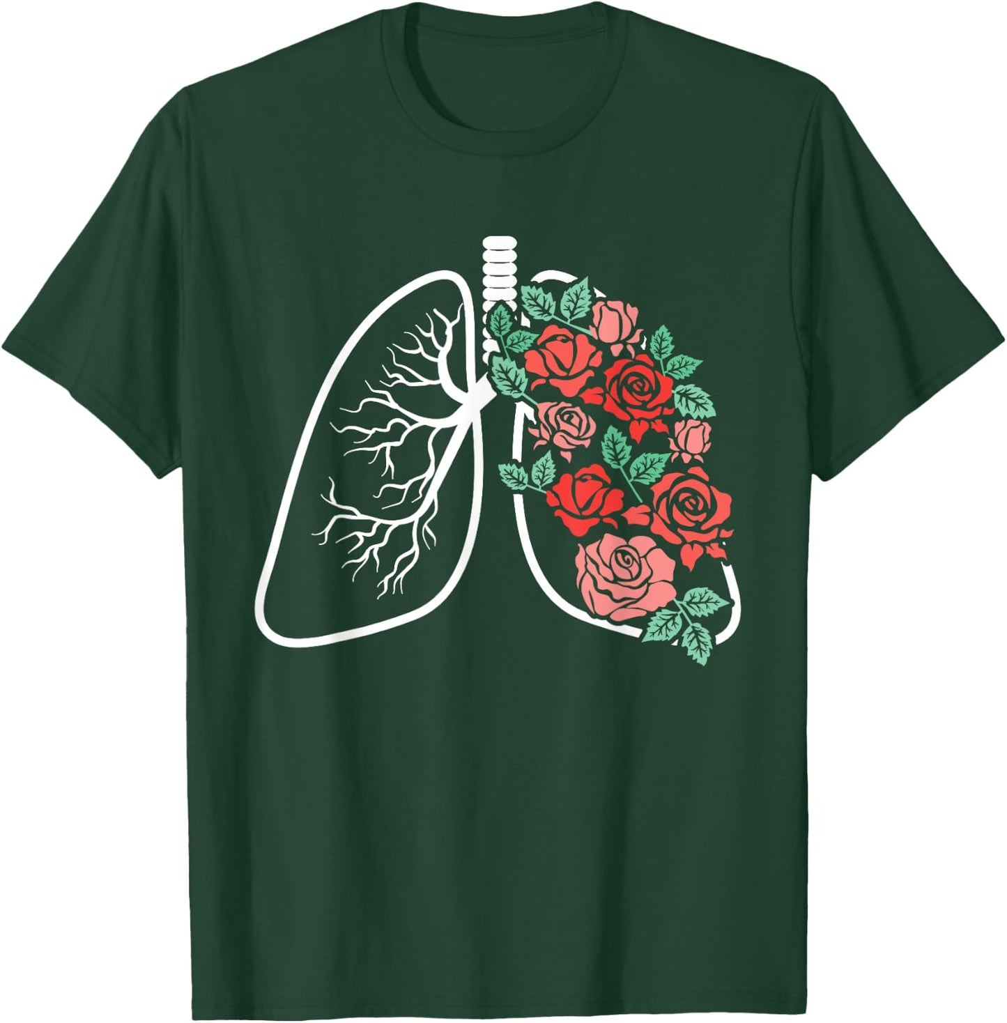 Floral Lungs Anatomical Flowers Pulmonology Student Fan T-Shirt - T-Shirt | Forest
