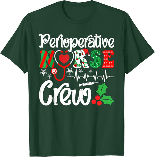 Holiday Perioperative Nurse Crew Christmas Squad Nursing T-Shirt - T-Shirt | Forest