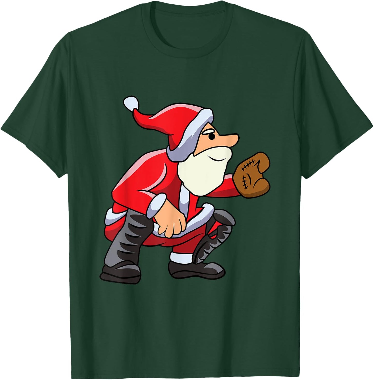 Catcher Baseball Santa Christmas Sport Xmas Pajama Boys Kids T-Shirt - T-Shirt | Forest