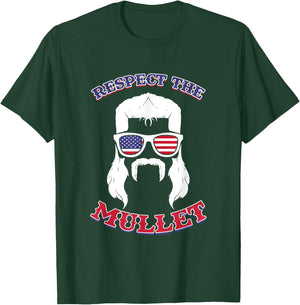 Respect the Mullet - Funny USA Mullet T-Shirt - T-Shirt | Forest