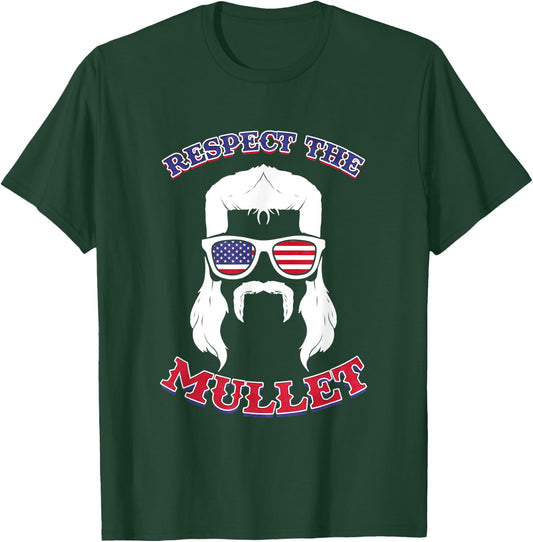 Respect the Mullet - Funny USA Mullet T-Shirt - T-Shirt | Forest