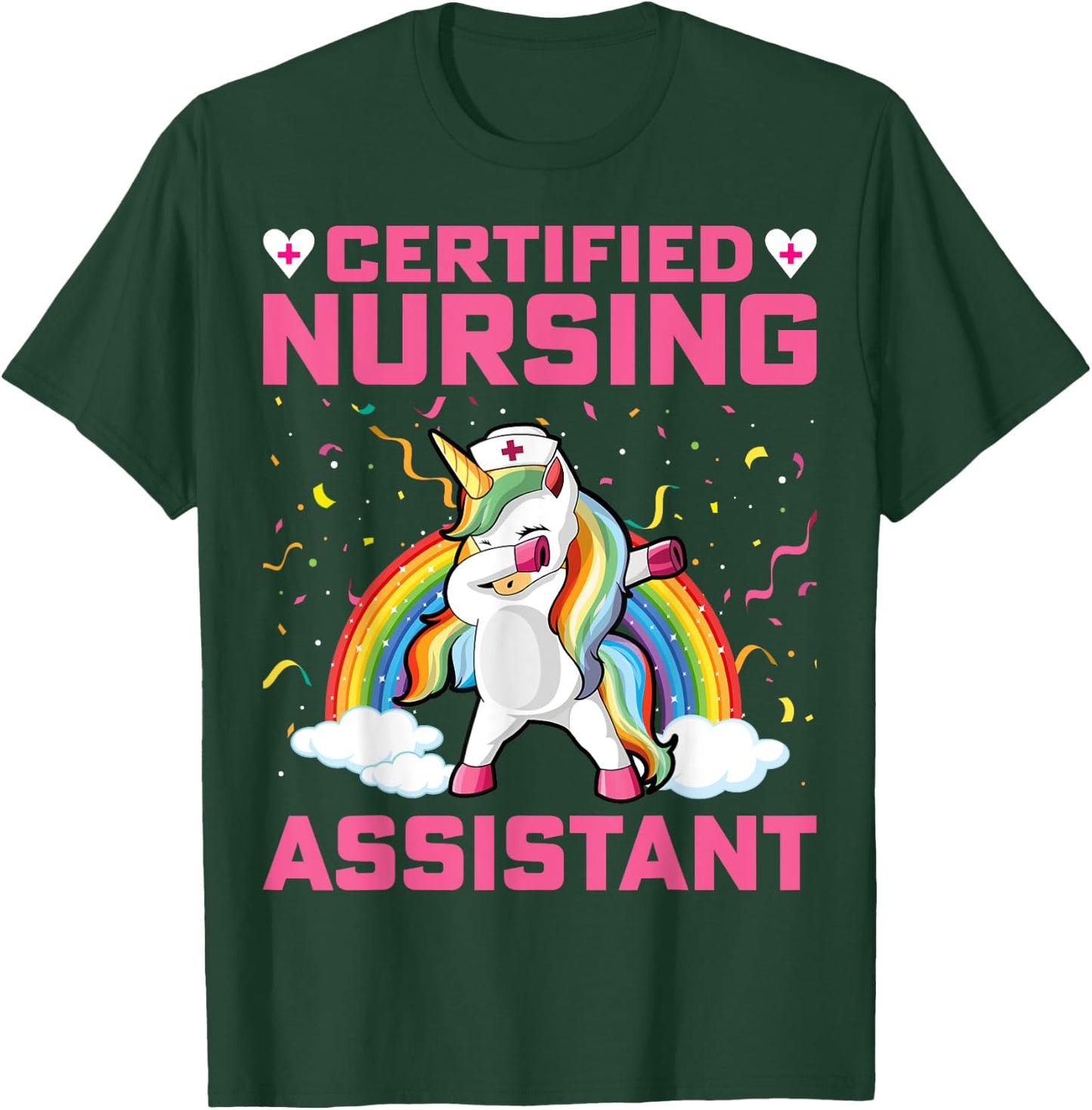 Certified Nursing Assistant - Dabbing Unicorn CNA Nursing T-Shirt - T-Shirt | Forest