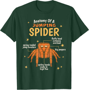 Jumping Spider Anatomy Kawaii T-Shirt - T-Shirt | Forest