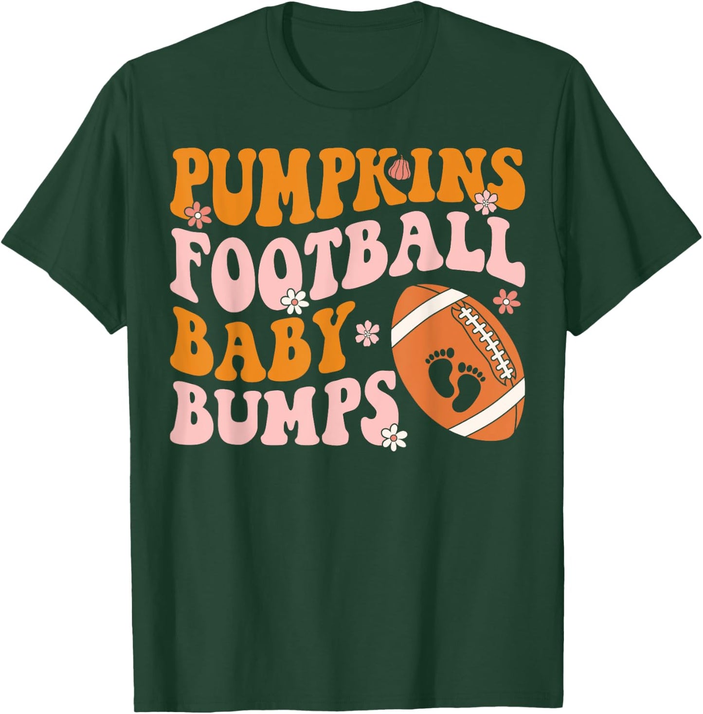 Pumpkins Football Baby Bumps Pregnancy Announcement Fall T-Shirt - T-Shirt | Forest