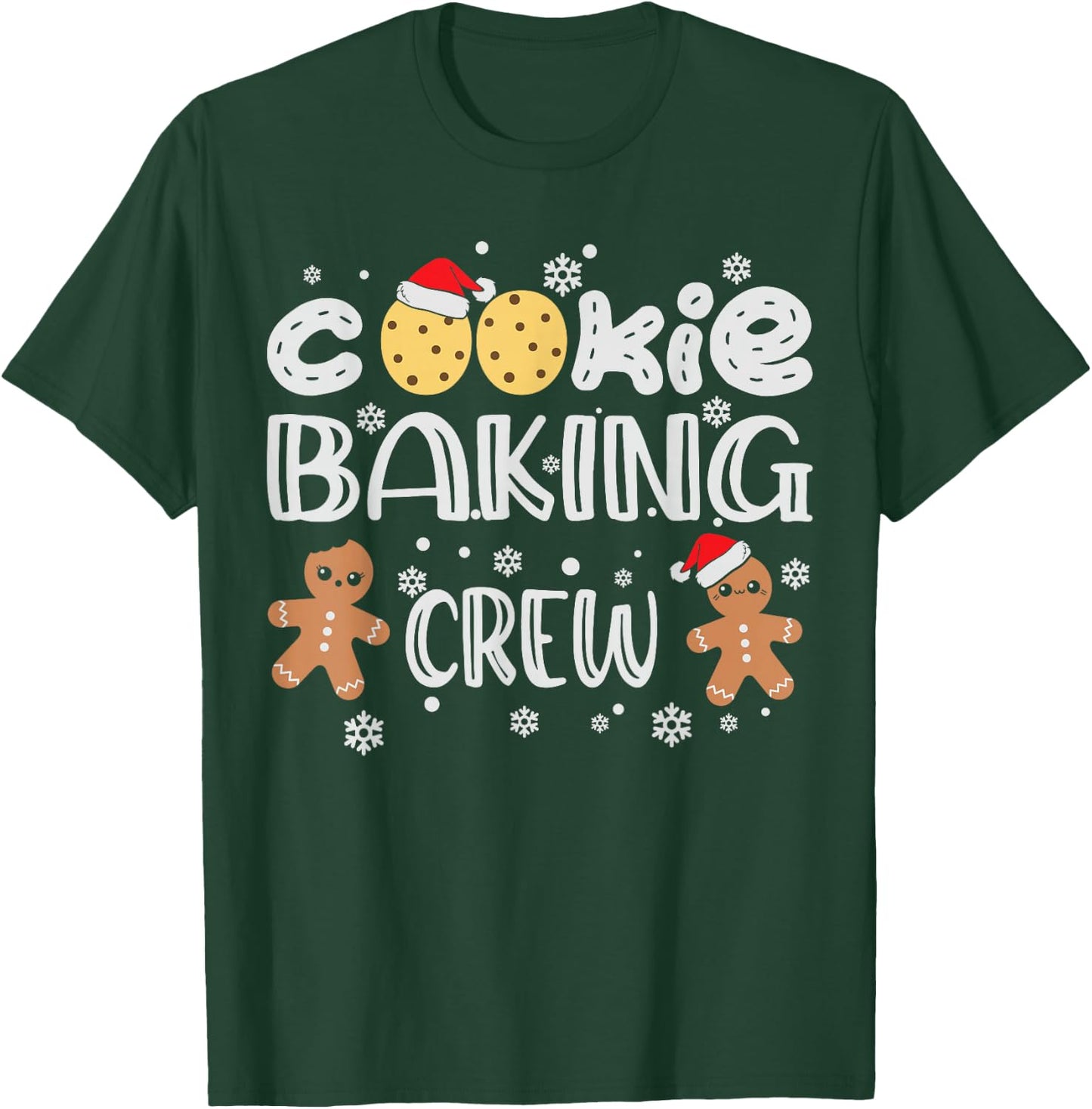 Cookie Baking Crew Gingerbread Men with Xmas Hats T-Shirt - T-Shirt | Forest