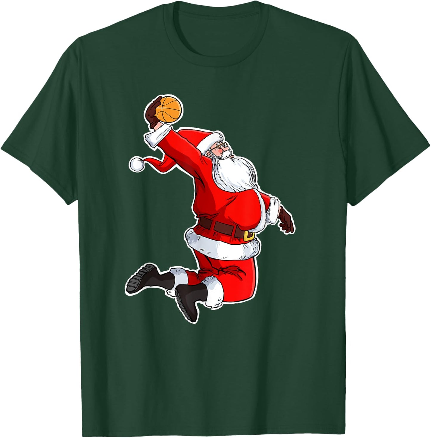 Dunking Santa Basketball Santa T-Shirt - T-Shirt | Forest