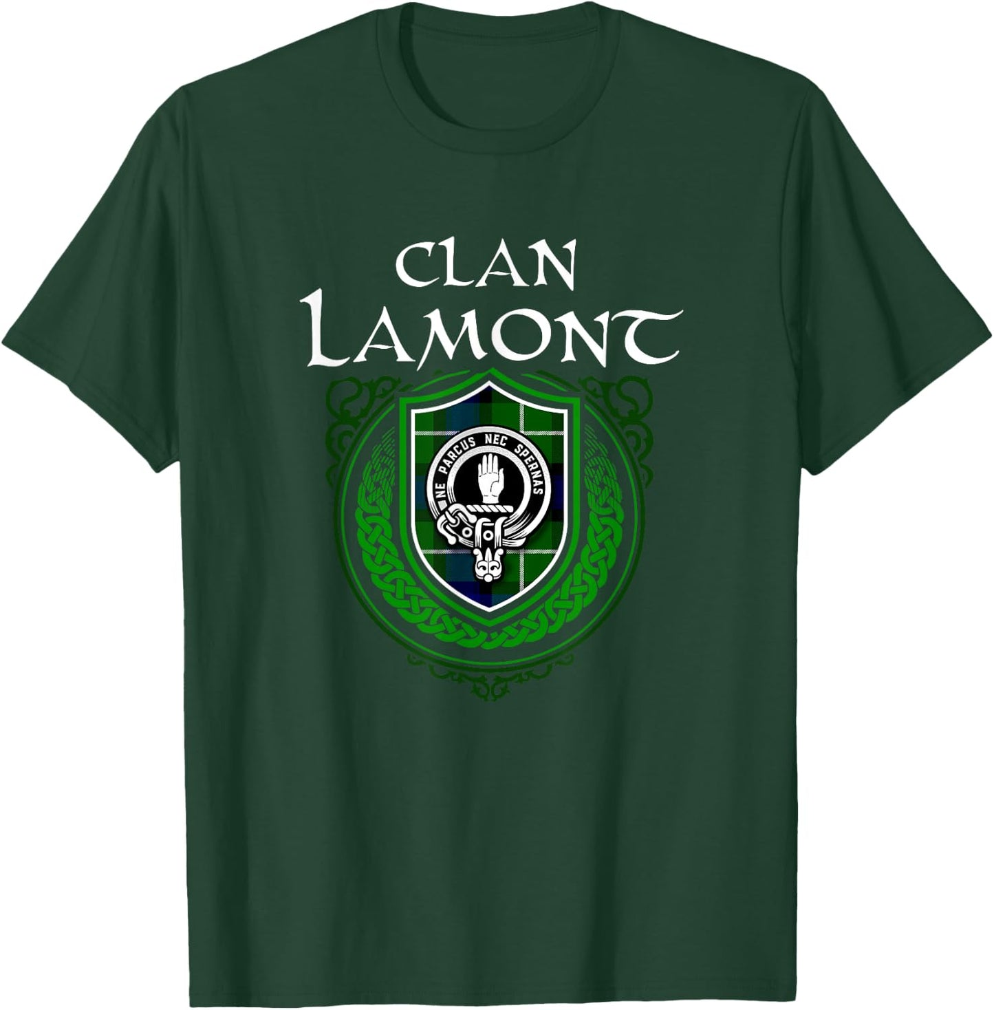Clan Lamont Surname Scottish Clan Crest Tartan Badge T-Shirt - T-Shirt | Forest