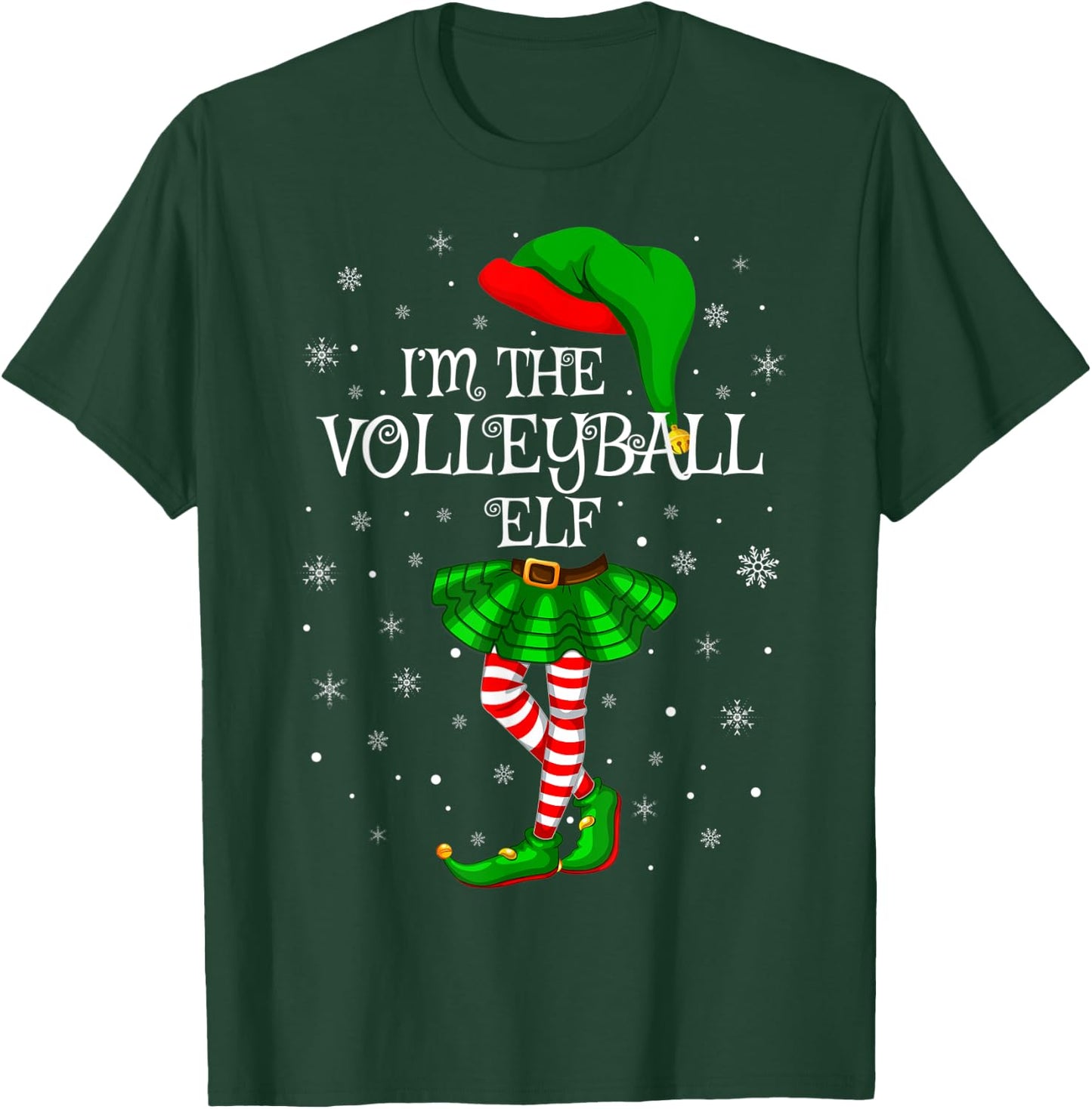 Matching Family Group I'm The Volleyball Elf Christmas T-Shirt - T-Shirt | Forest