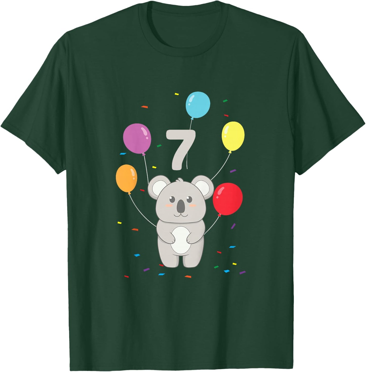 7th Birthday 7 Years Koala Balloons Australia Eucalyptus Zoo T-Shirt - T-Shirt | Forest