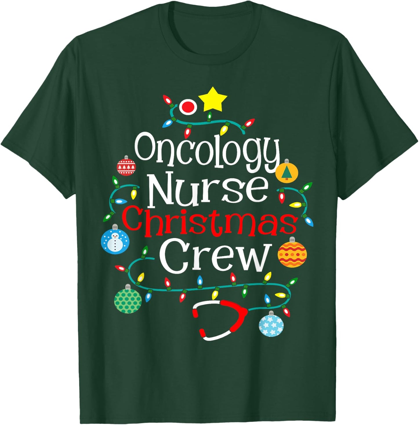 Oncology Nurse Christmas Crew Women's Black Short Sleeve Small T-Shirt - T-Shirt | Forest