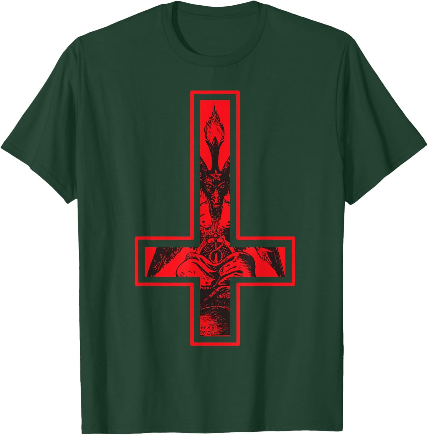 Baphomet Inverted Cross Occult Satanism Hail Satan T-Shirt - T-Shirt | Forest