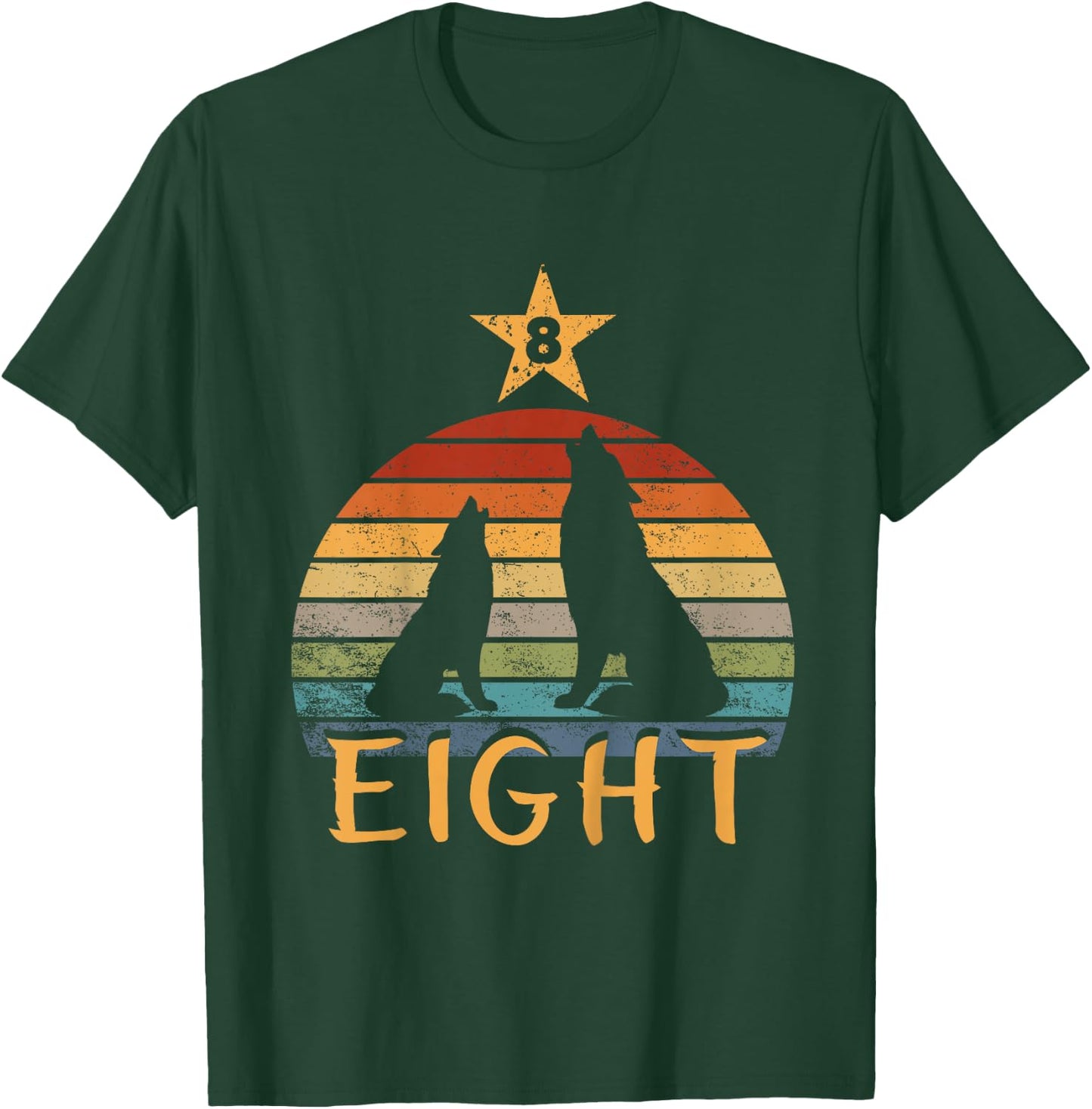 Kids Wolf Birthday 8 Year Old Eighth Wolf 8th Birthday Boy Girl T-Shirt - T-Shirt | Forest