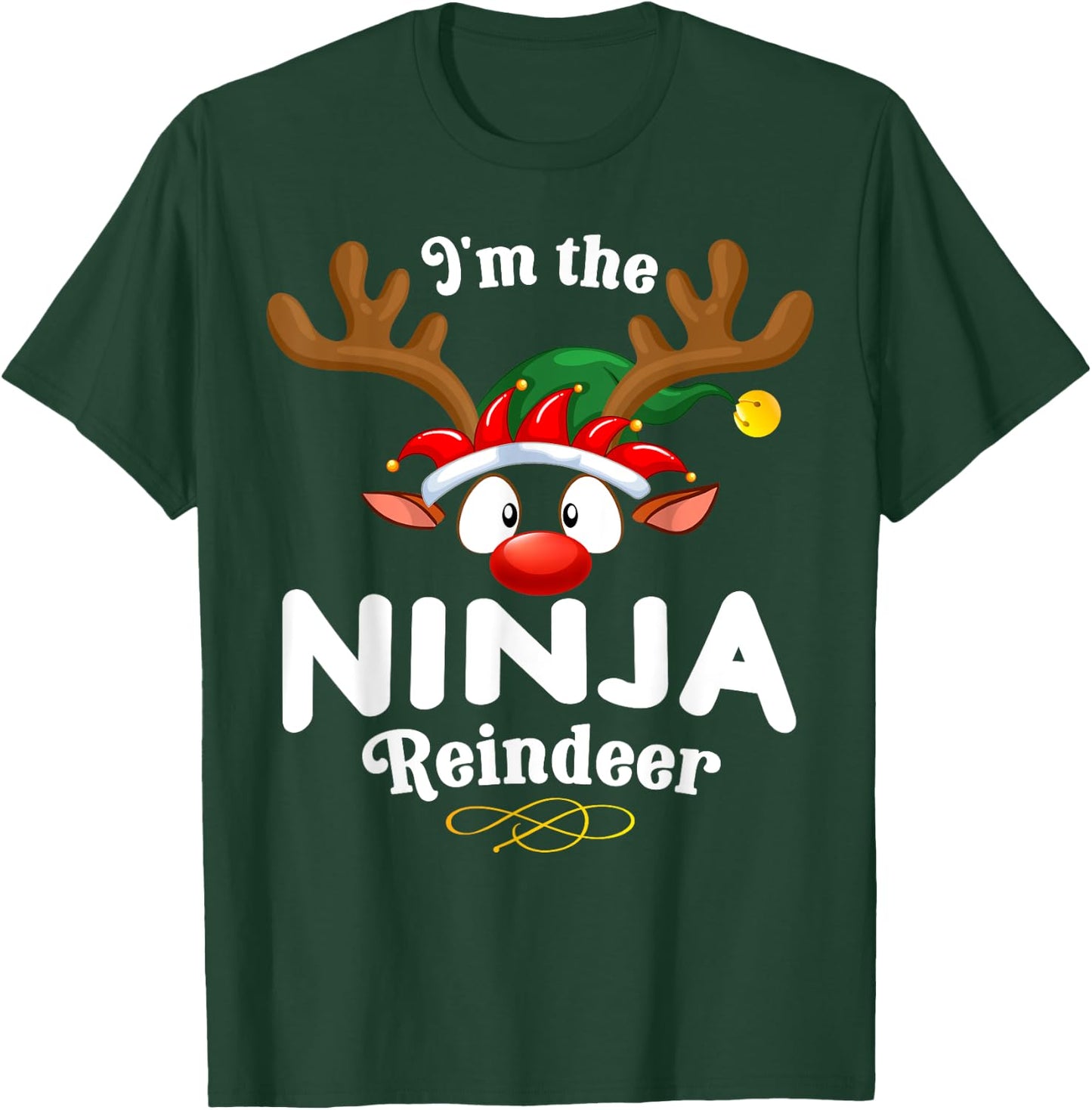 Christmas PJS Ninja XMas Reindeer Matching T-Shirt - T-Shirt | Forest