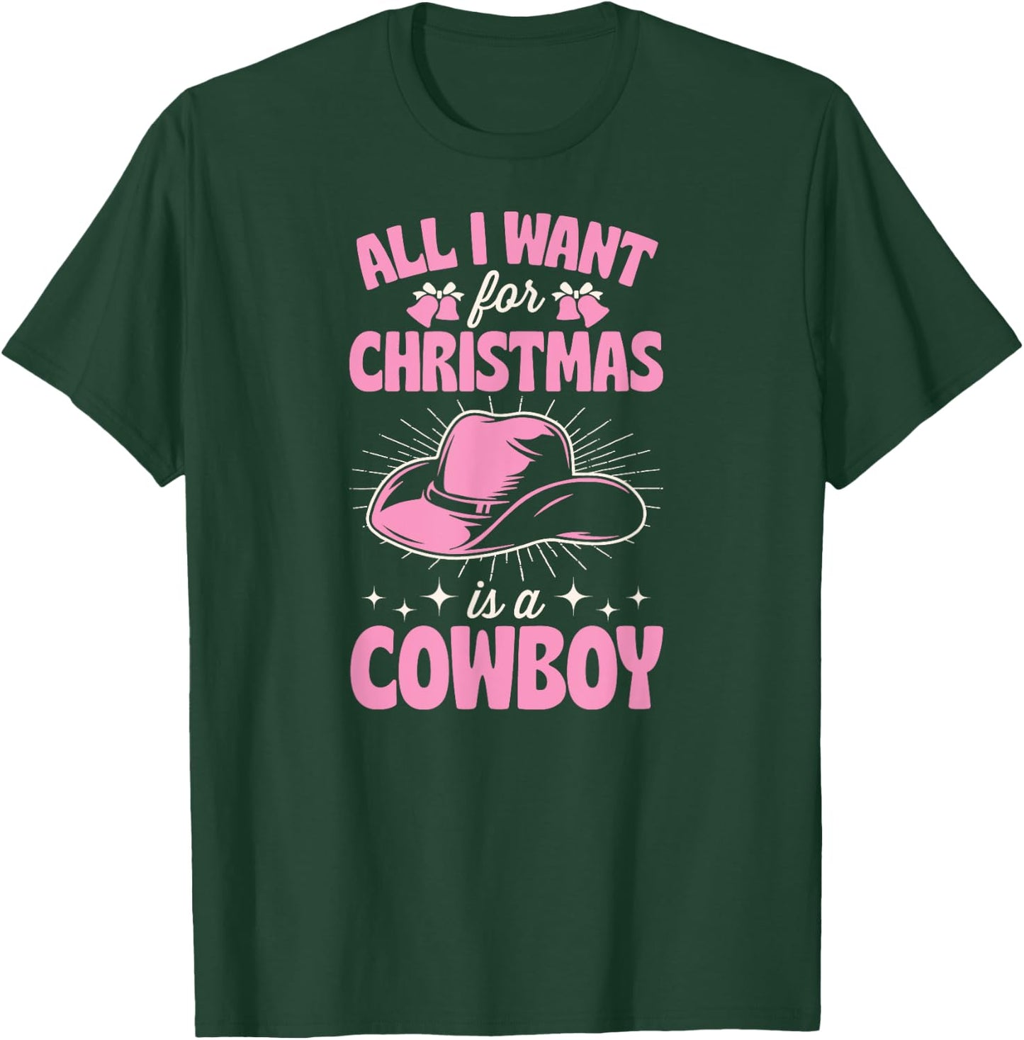 Cute Matching Family Merry Christmas Party Supply Women's 3X-Large Black Short Sleeve Cotton 60% Polyester 40% Holiday Themed Cowboy T-Shirt - T-Shirt | Forest