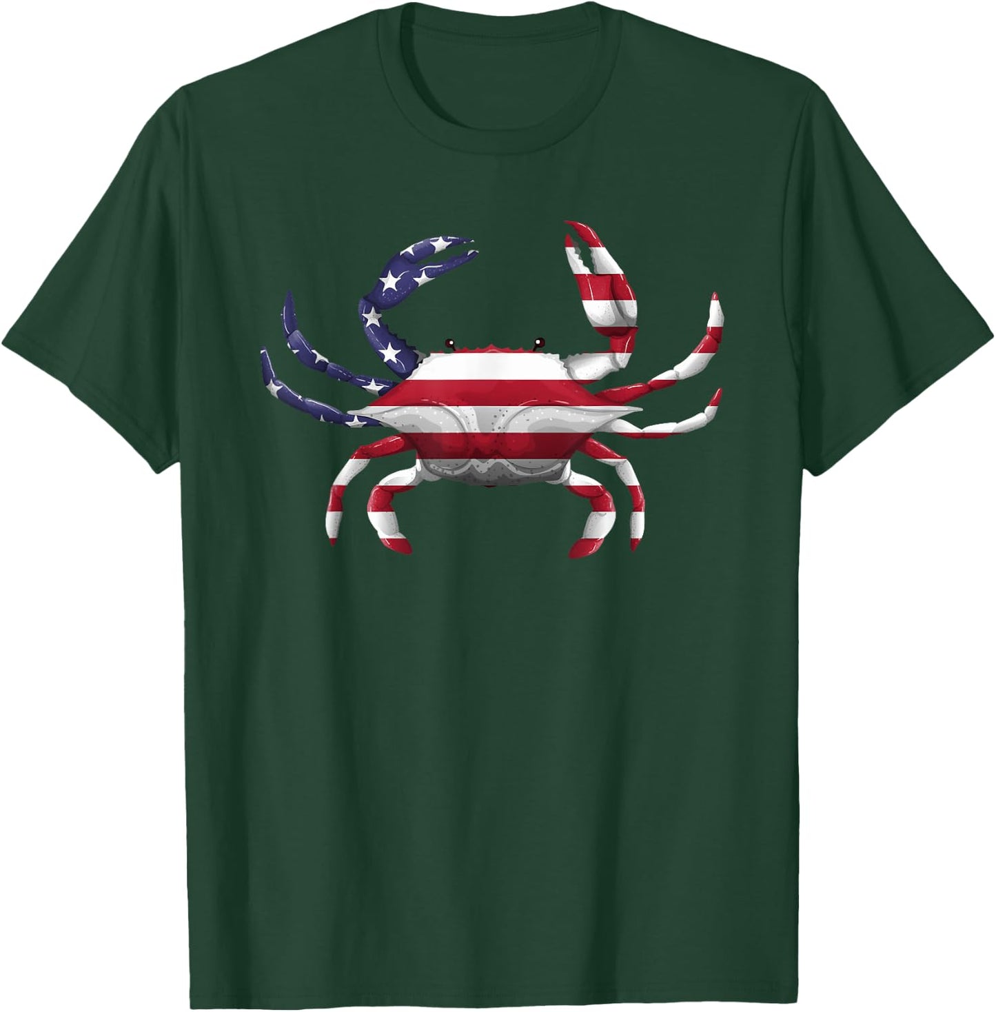 Cool Crab Women Fourth July Flag Patriotic Crabbing T-Shirt - T-Shirt | Forest