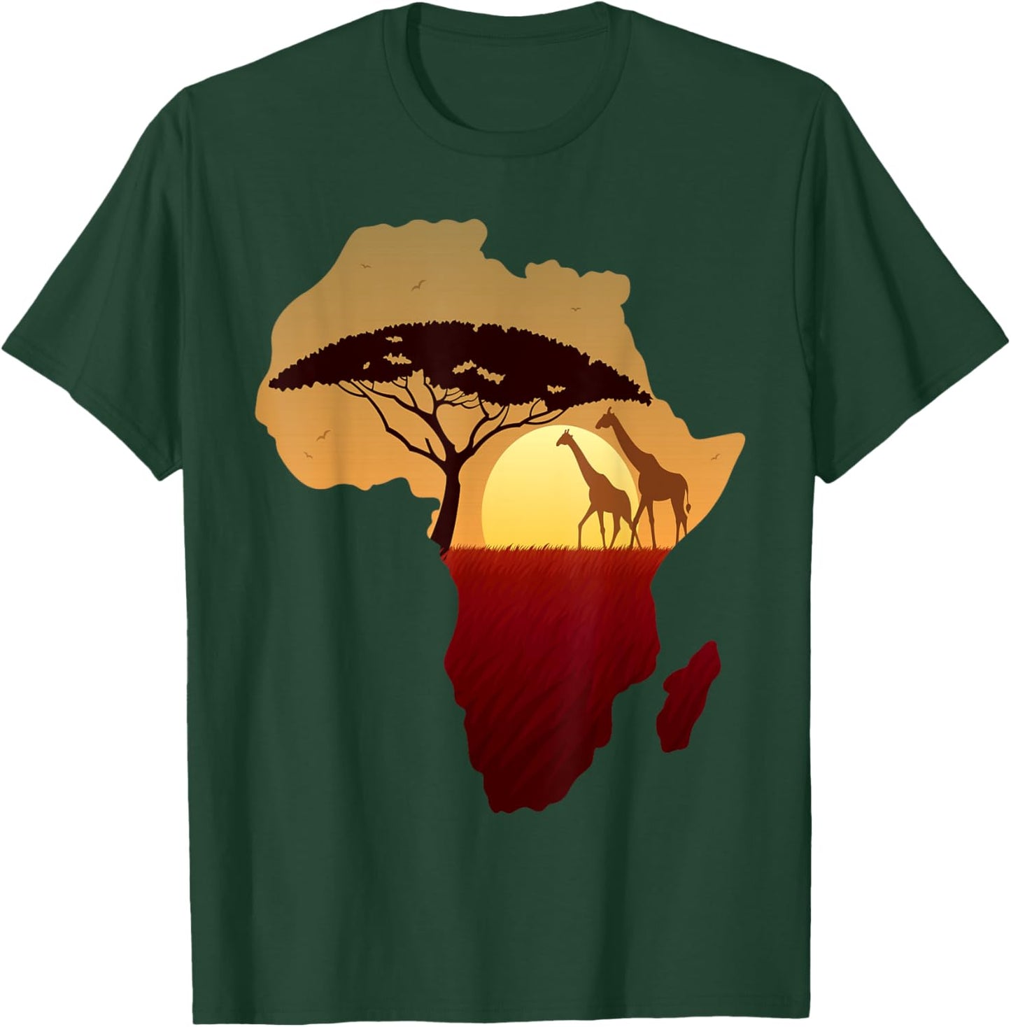 Africa Giraffe Map Dad South Animals Big Five Safari T-Shirt - T-Shirt | Forest