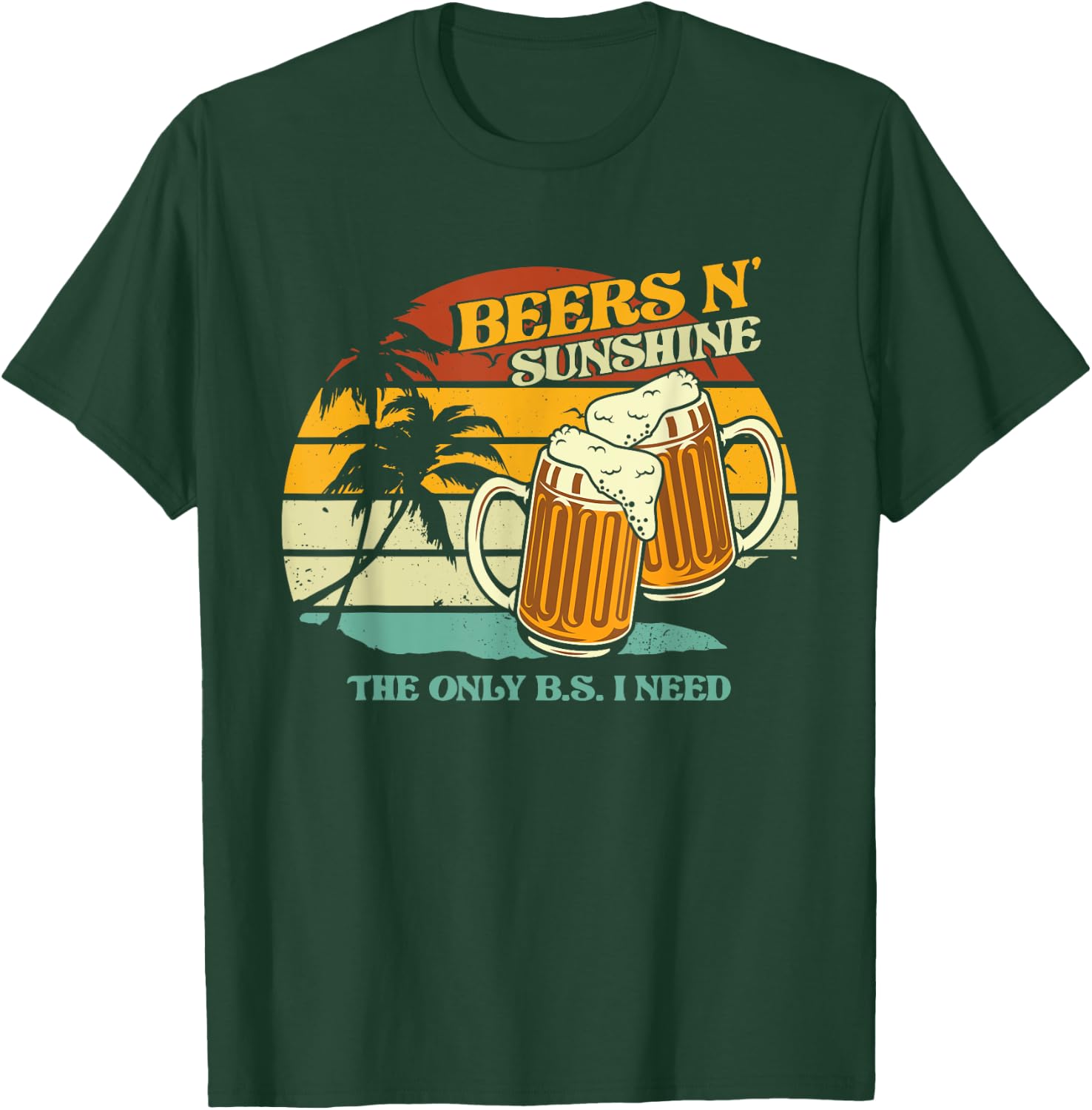 Vintage Beers And Sunshine What I Need | Summer Vacation T-Shirt - T-Shirt | Forest