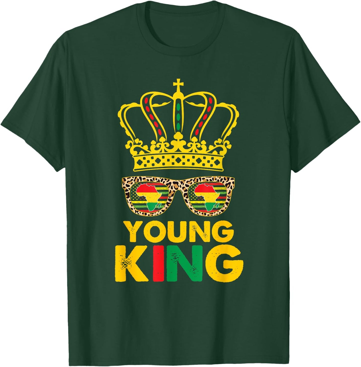 Kids Boys Young King Crown African American 1865 Juneteenth T-Shirt - T-Shirt | Forest