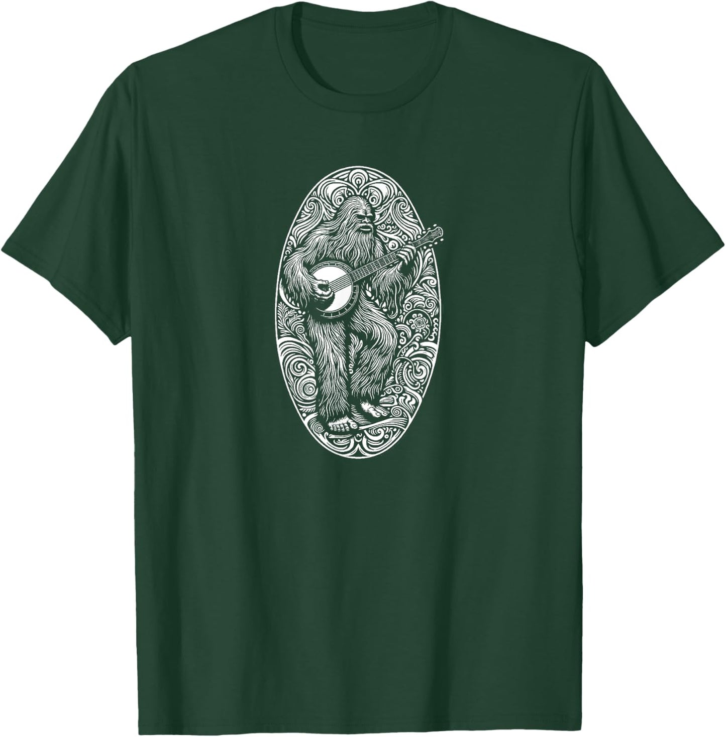 Artistic Banjo Sasquatch Bigfoot Bluegrass T-Shirt - T-Shirt | Forest
