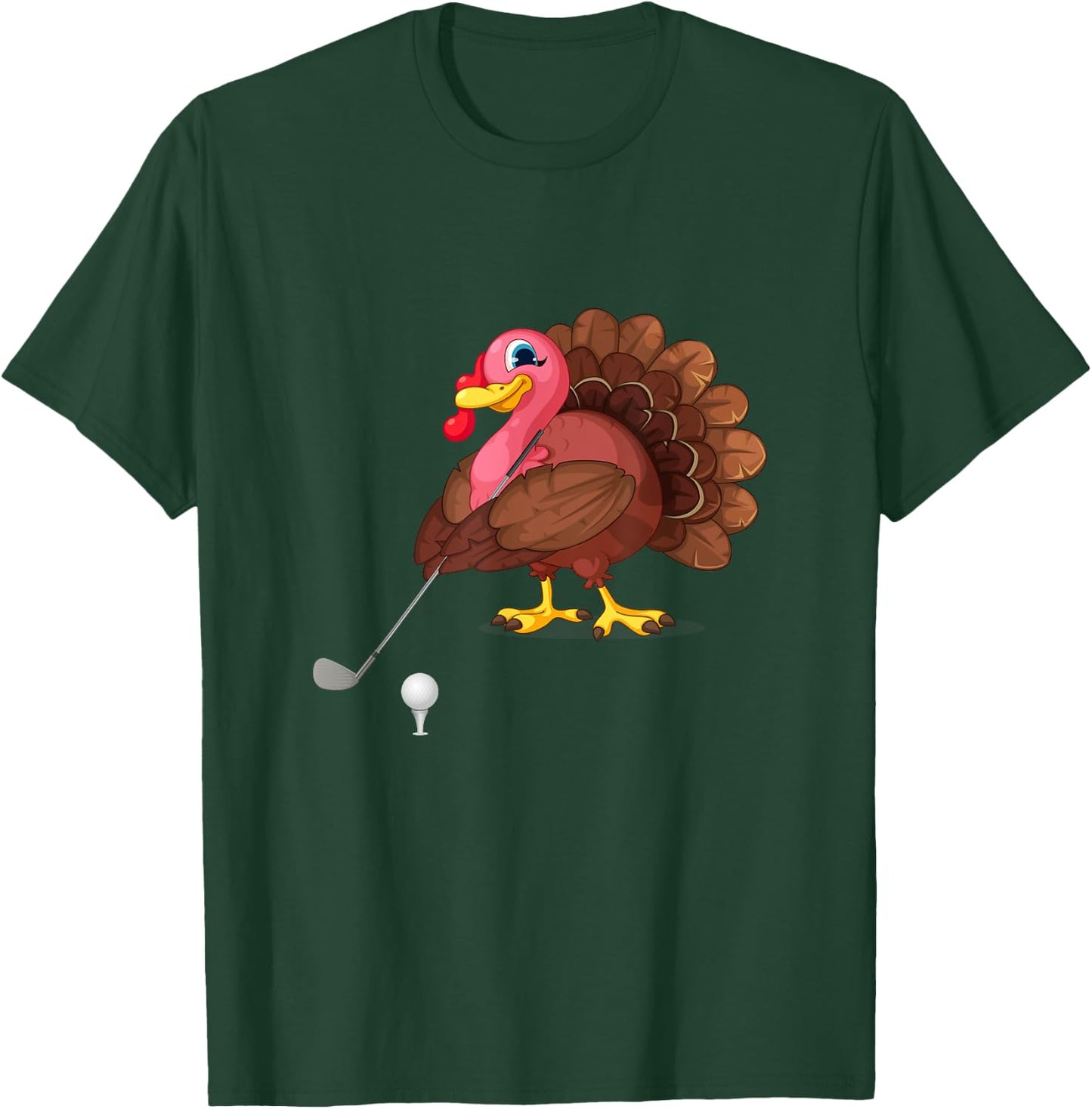 Golf Club Cute Thanksgiving Day Funny Love Golfing Turkey T-Shirt - T-Shirt | Forest