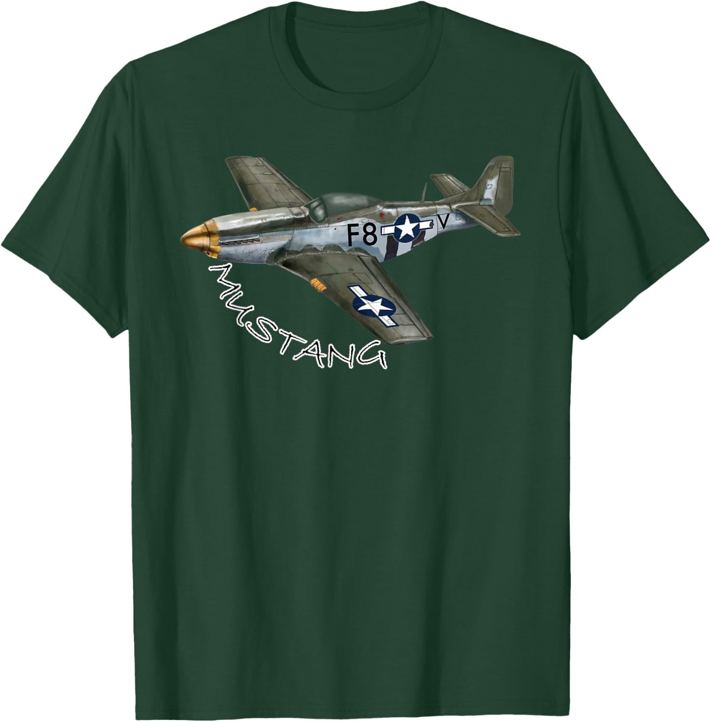 P51 Mustang WW2 Warplanes Warbirds Plane Spotter T-Shirt - T-Shirt | Forest