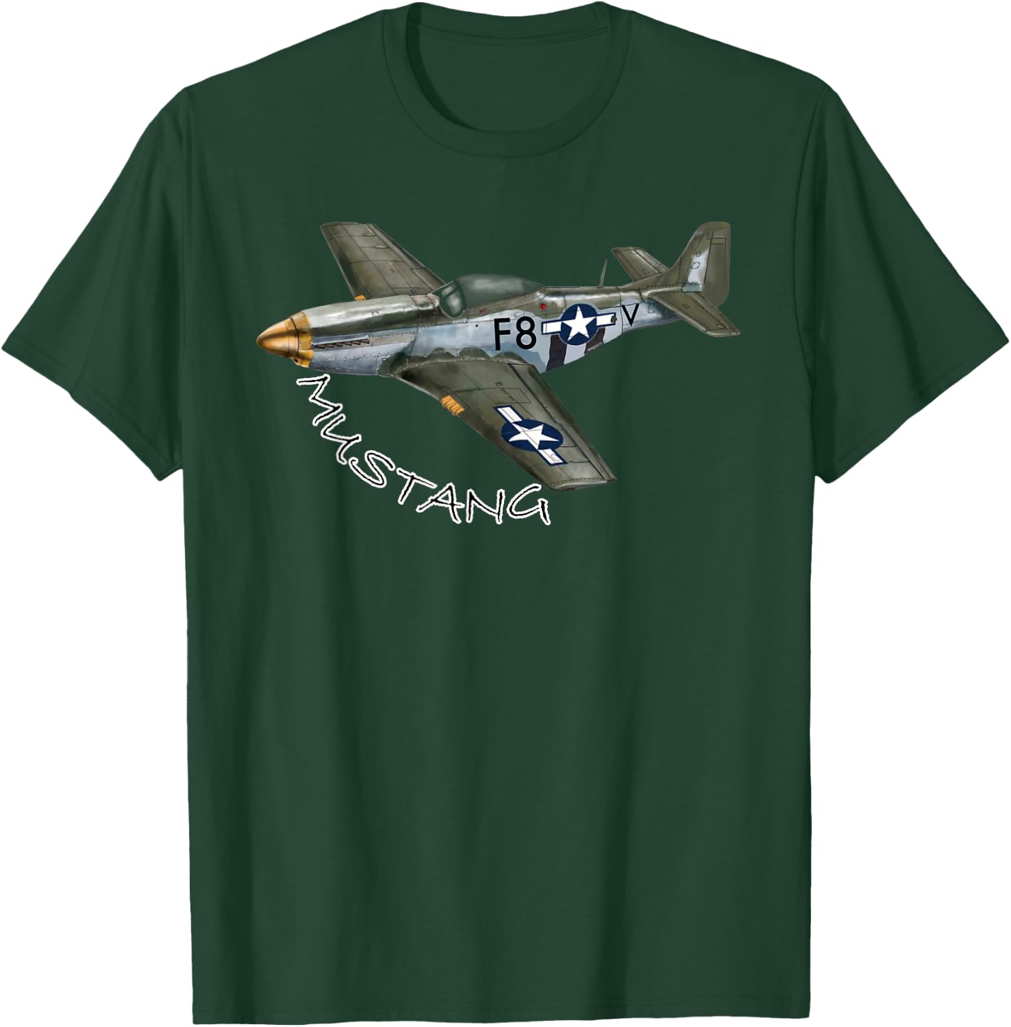 P51 Mustang WW2 Warplanes Warbirds Plane Spotter T-Shirt - T-Shirt | Forest