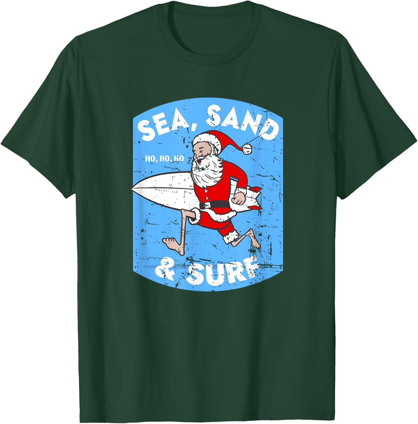 Surfing Santa - Christmas Surfboarding Santa Claus T-Shirt - T-Shirt | Forest