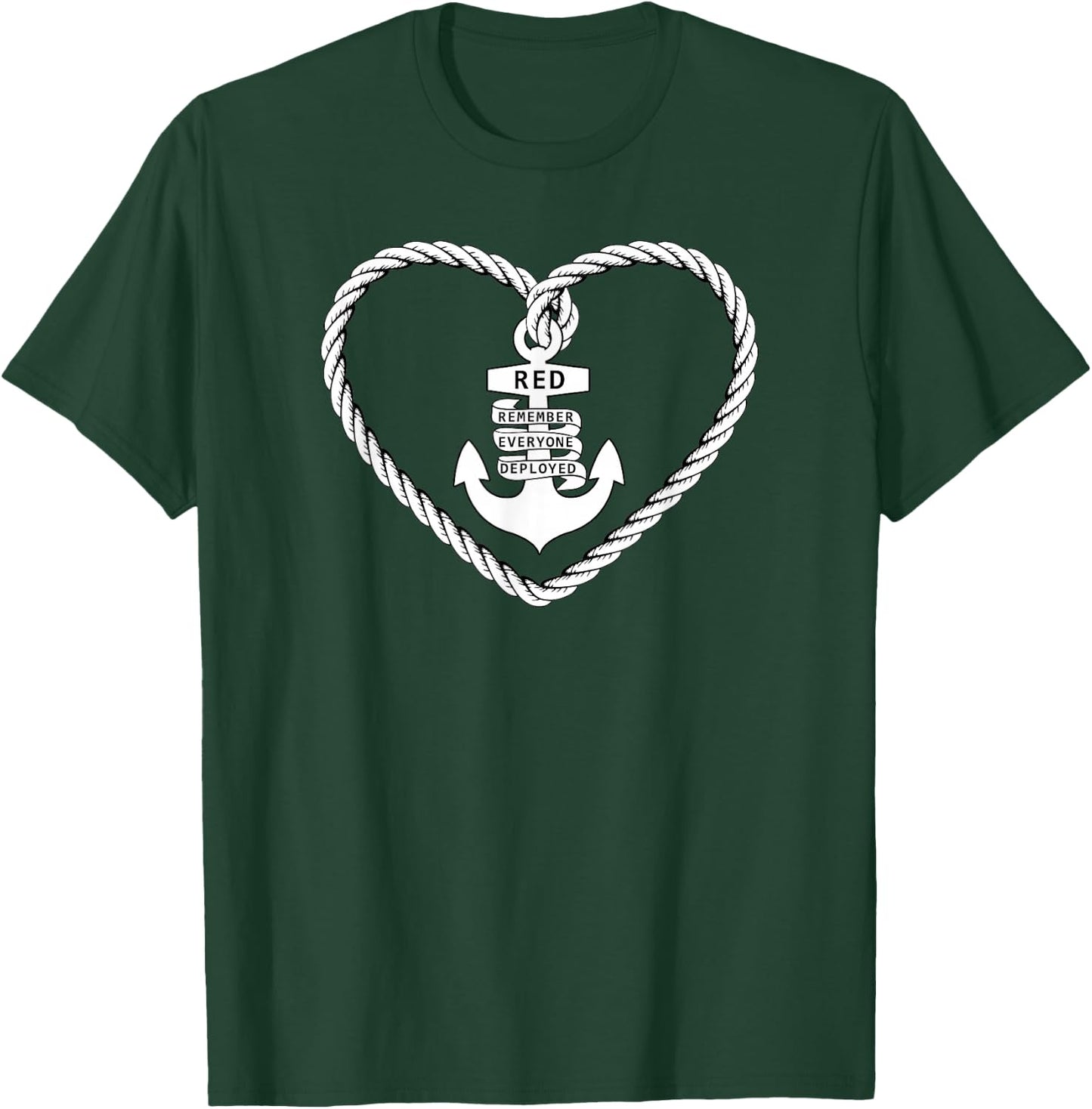 RED Friday Military Remember Everyone Deployed Heart Anchor T-Shirt - T-Shirt | Forest