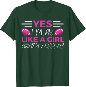 Funny Flag Football Girl T-Shirt - T-Shirt | Forest