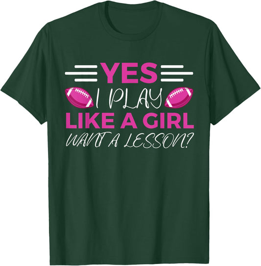 Funny Flag Football Girl T-Shirt - T-Shirt | Forest