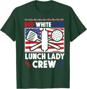 Lunch Lady Patriotic American Flag 4th Of July Red White T-Shirt - T-Shirt | Forest