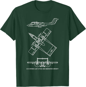 OV-10 Bronco American Turboprop Aircraft Blueprints T-Shirt - T-Shirt | Forest