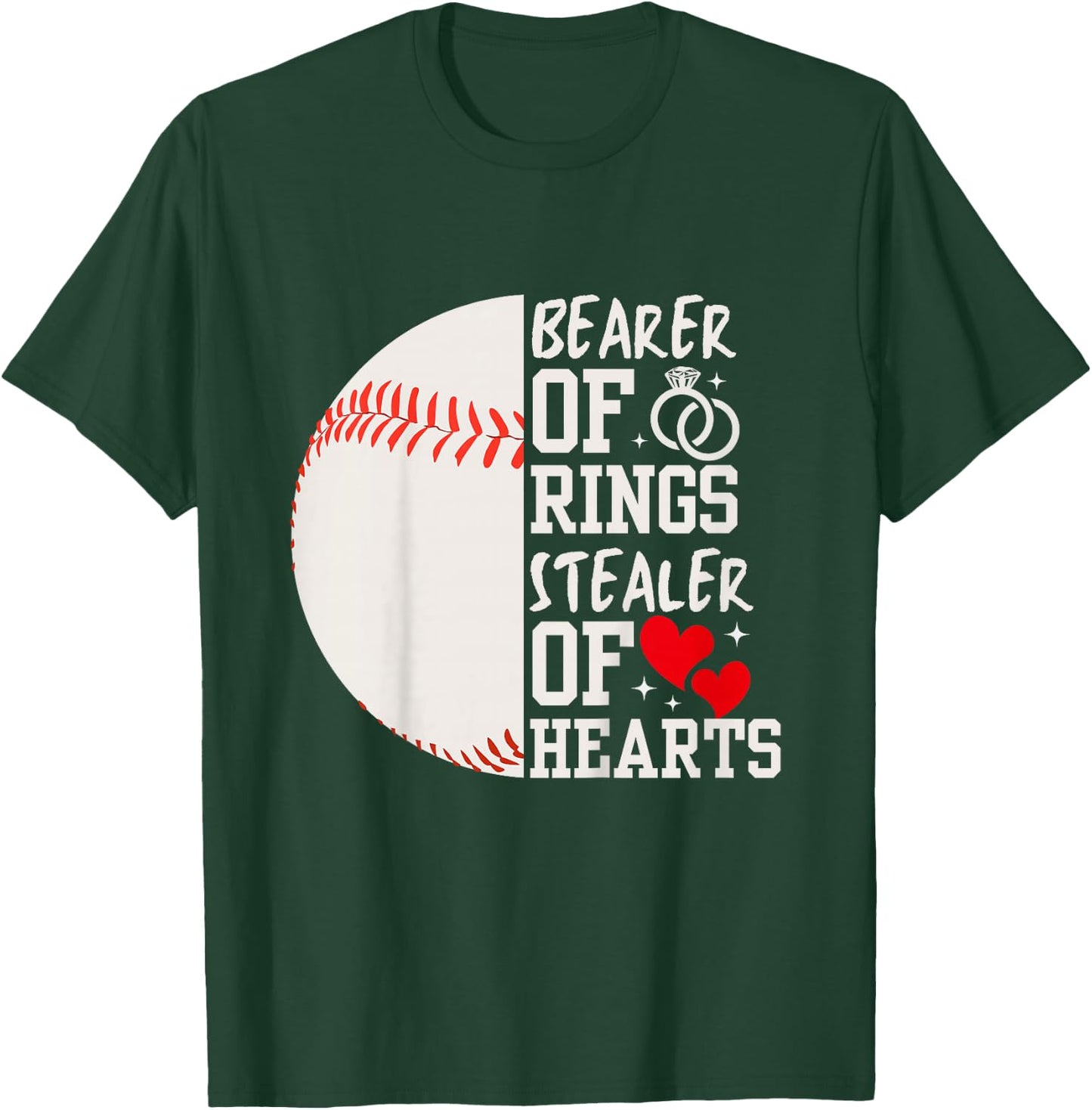 Bearer of Rings Stealer of Hearts Ring Bearer Baseball Gift T-Shirt - T-Shirt | Forest