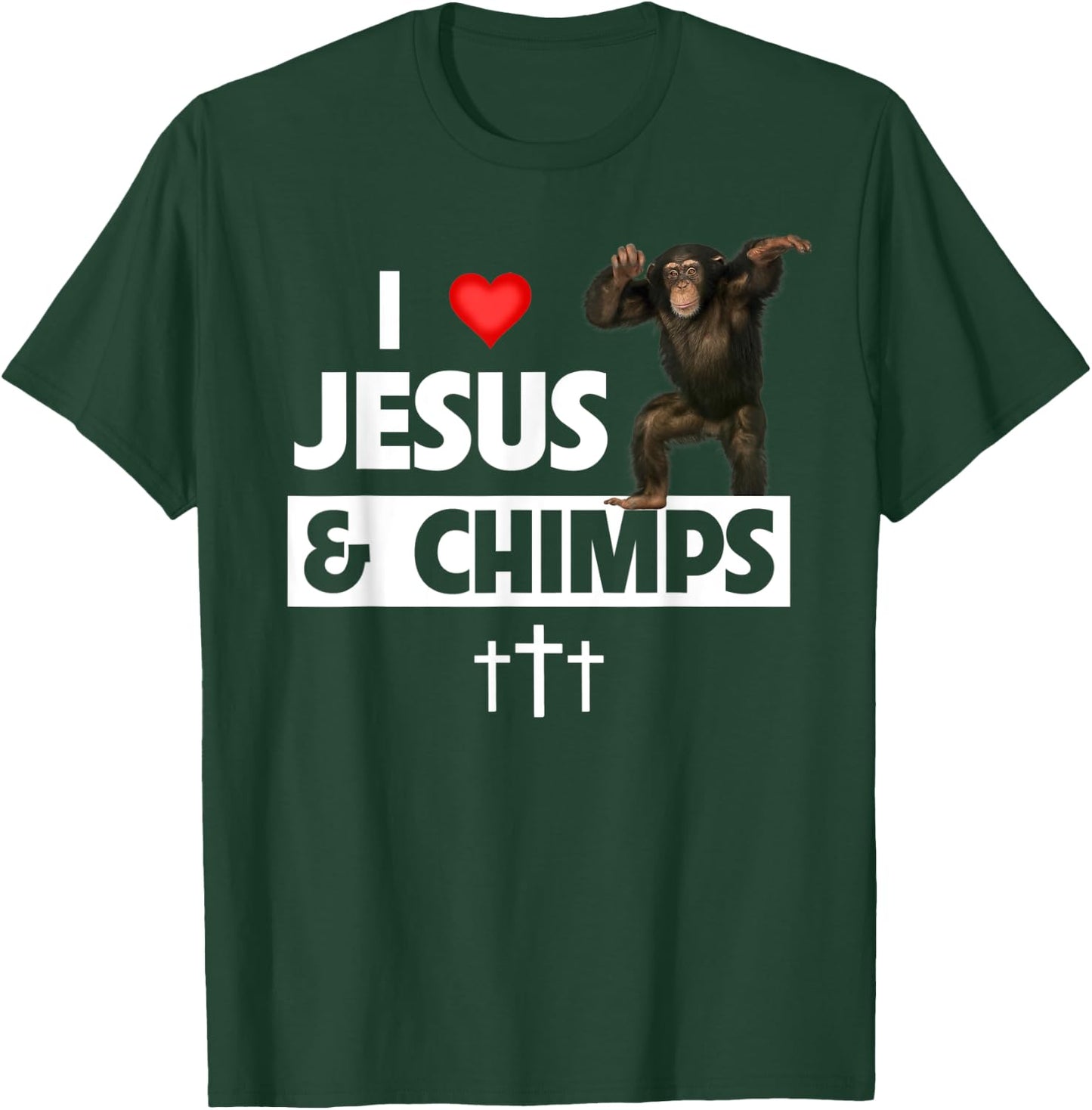 I Love Jesus and Chimps Christian Chimpanzee Monkey Lovers T-Shirt - T-Shirt | Forest