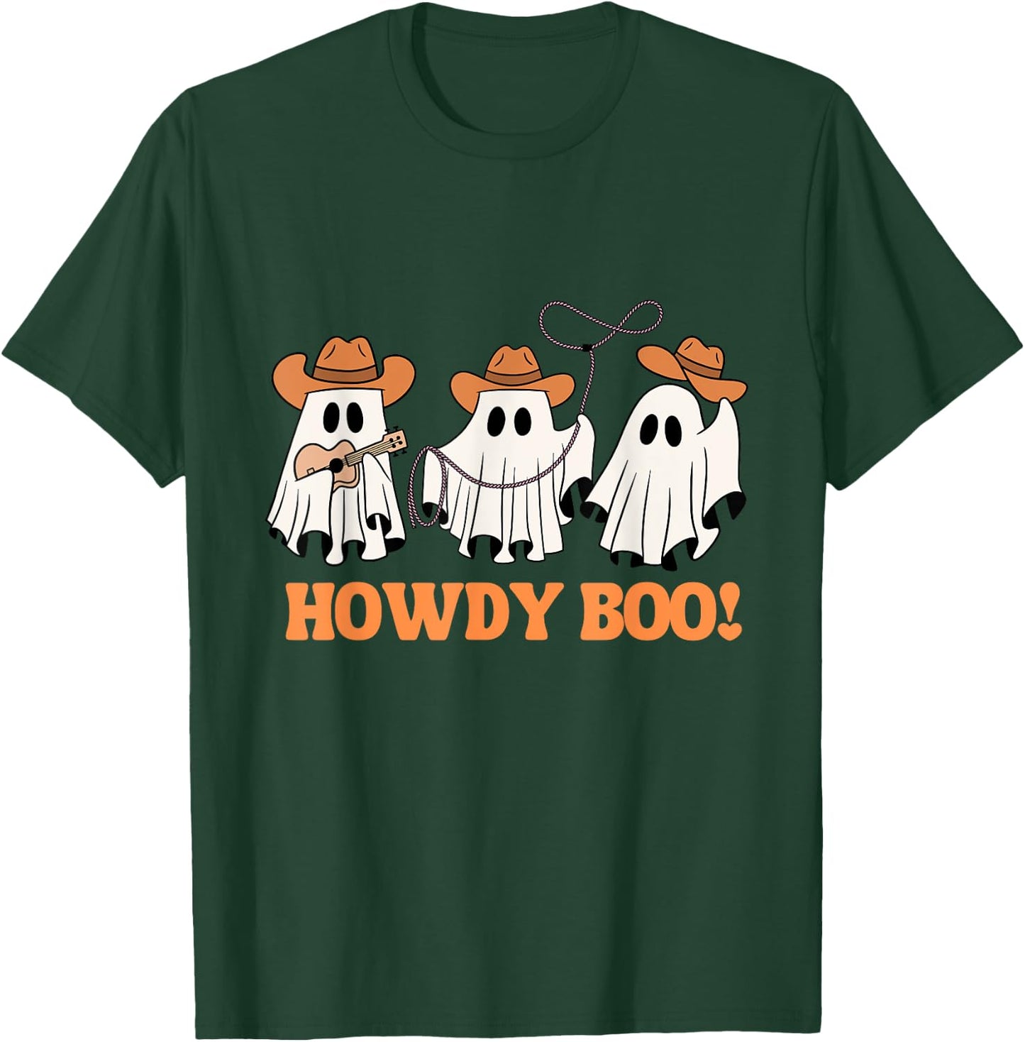 Western Halloween Cowboy Ghost Howdy Boo Funny Retro T-Shirt - T-Shirt | Forest