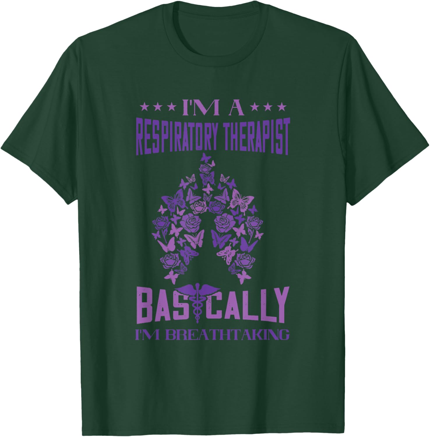 Respiratory Therapist Lung Therapy Specialist I'm Breathtaking Respiratory Therapy - Adults Black Short Sleeve Classic Fit - Small T-Shirt - T-Shirt | Forest