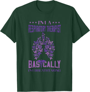 Respiratory Therapist Lung Therapy Specialist I'm Breathtaking Respiratory Therapy - Adults Black Short Sleeve Classic Fit - Small T-Shirt - T-Shirt | Forest