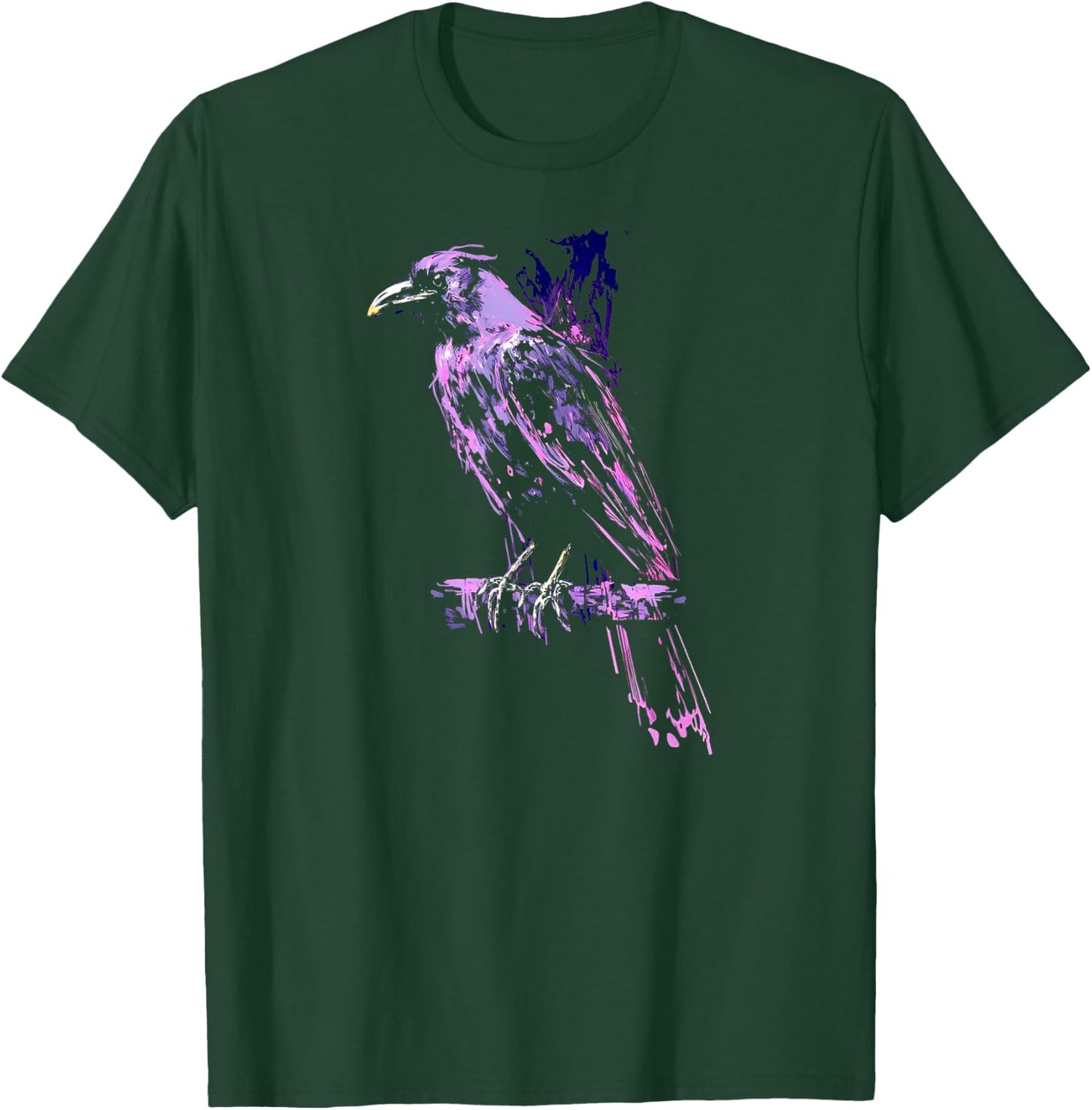 Mystical Raven Black Crow Bird Illustration T-Shirt - T-Shirt | Forest