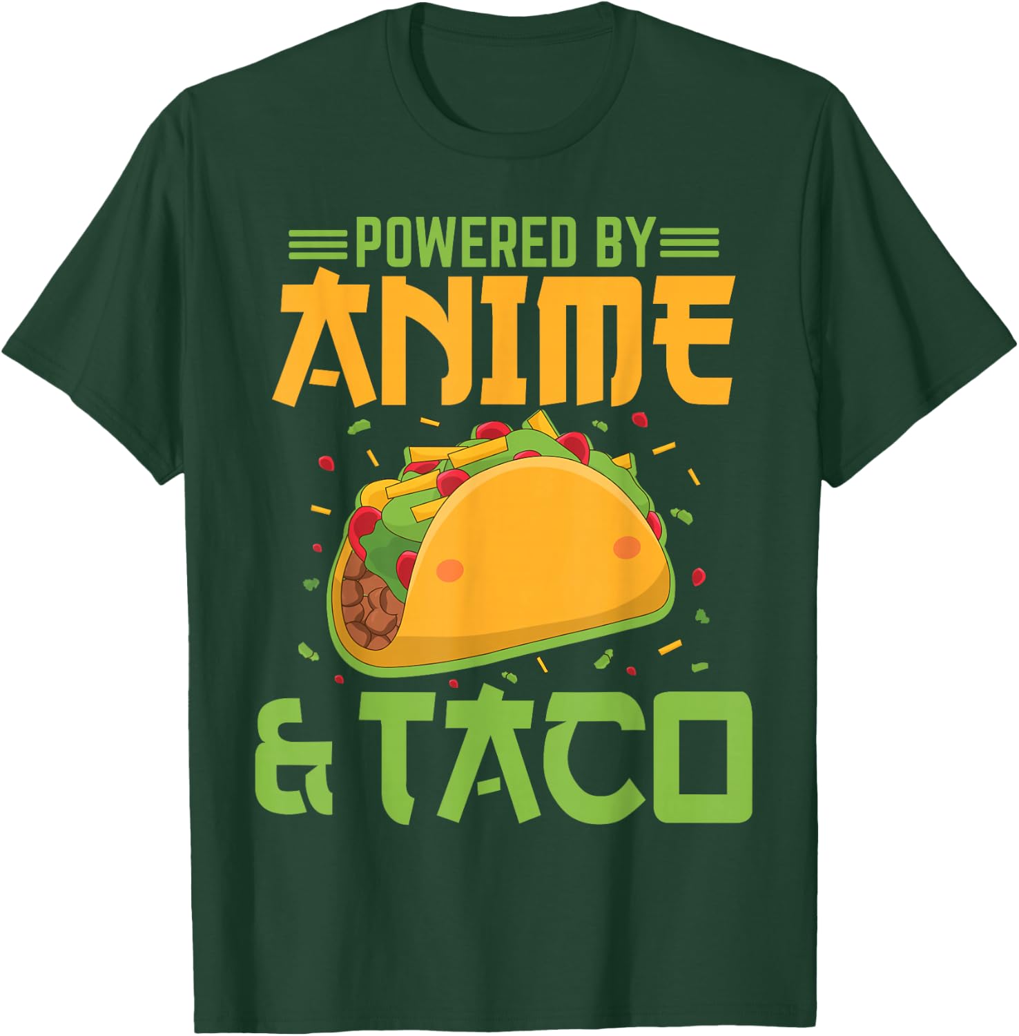 Powered by Anime and Taco Funny Anime Lover Taco Bell T-Shirt - T-Shirt | Forest