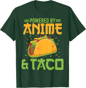 Powered by Anime and Taco Funny Anime Lover Taco Bell T-Shirt - T-Shirt | Forest