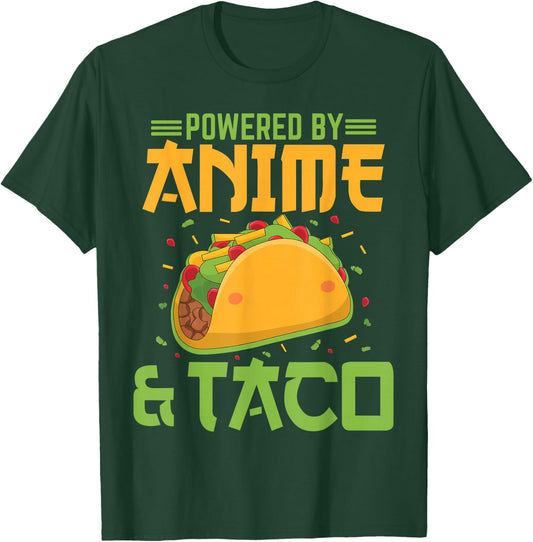 Powered by Anime and Taco Funny Anime Lover Taco Bell T-Shirt - T-Shirt | Forest