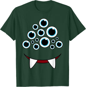 Funny Scary Monster Face Eyeballs Easy Halloween Costume T-Shirt - T-Shirt | Forest