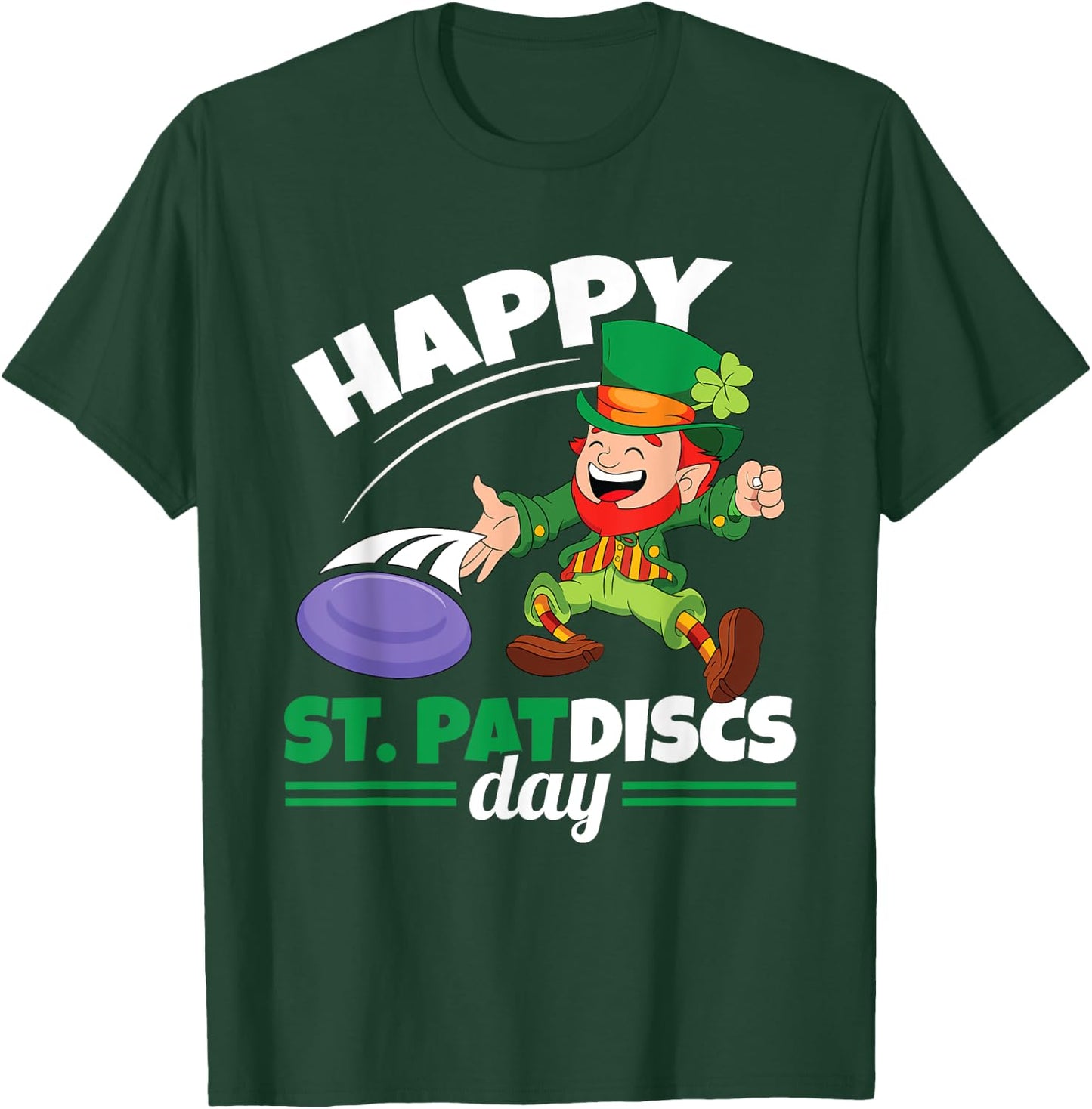 Happy St Patdiscs Patricks Day Ultimate Frisbee Disc Golf T-Shirt - T-Shirt | Forest