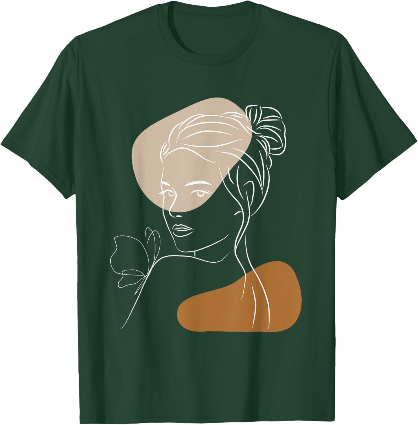 Line Art Abstract Minimalist Women Silhouette T-Shirt - T-Shirt | Forest