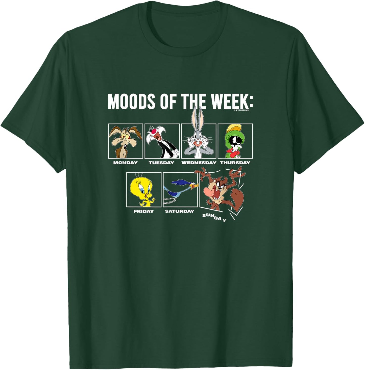 Looney Tunes Moods Of The Week Classic Characters Group Shot T-Shirt - T-Shirt | Forest