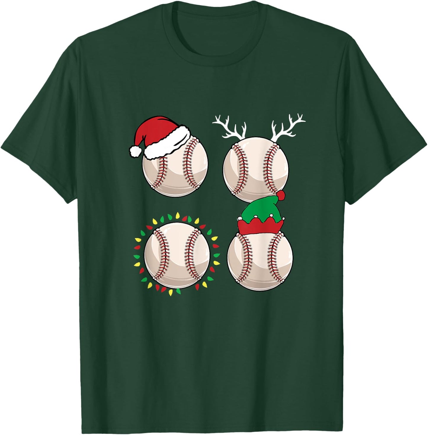 Football Santa Elf Reindeer Christmas Pajama Cool Sport Xmas T-Shirt - T-Shirt | Forest
